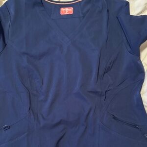 Navy Blue V-Neck Scrub Top